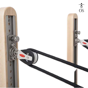 Smooth adjustable pulley system attached to the solid Maple frame of the Timber Reformer.
