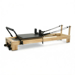 Angled view from the riser end, highlighting the length of the carriage travel and rope system.