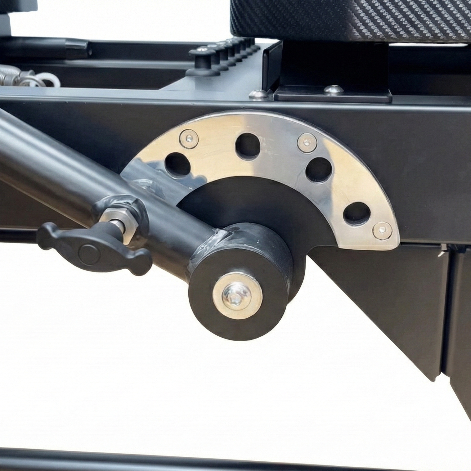 Heavy-duty adjustable handlebars on the Jet Reformer, featuring multiple grip positions and secure locking for high-intensity lunges and planks.