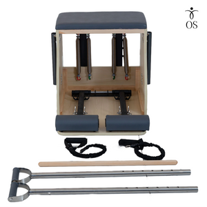 Detail view of the split pedals on the Maple Timber Chair, designed for smooth articulation and footwork.