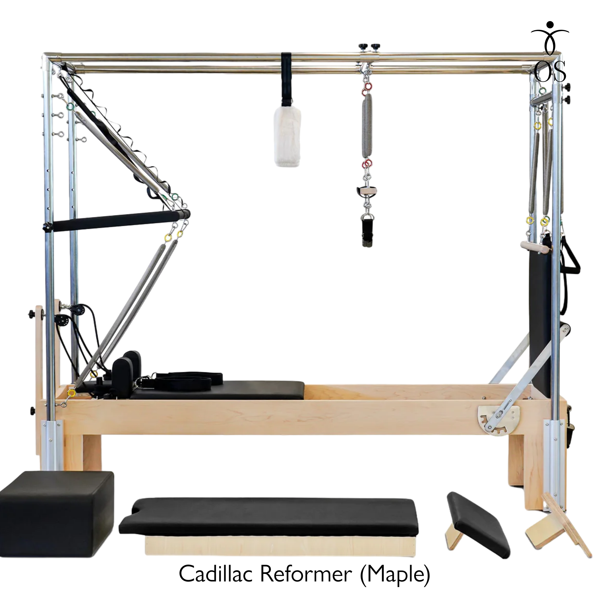 The Timber Cadillac Reformer in solid Maple. A luxury Pilates combo unit ideal for studios and home gyms.