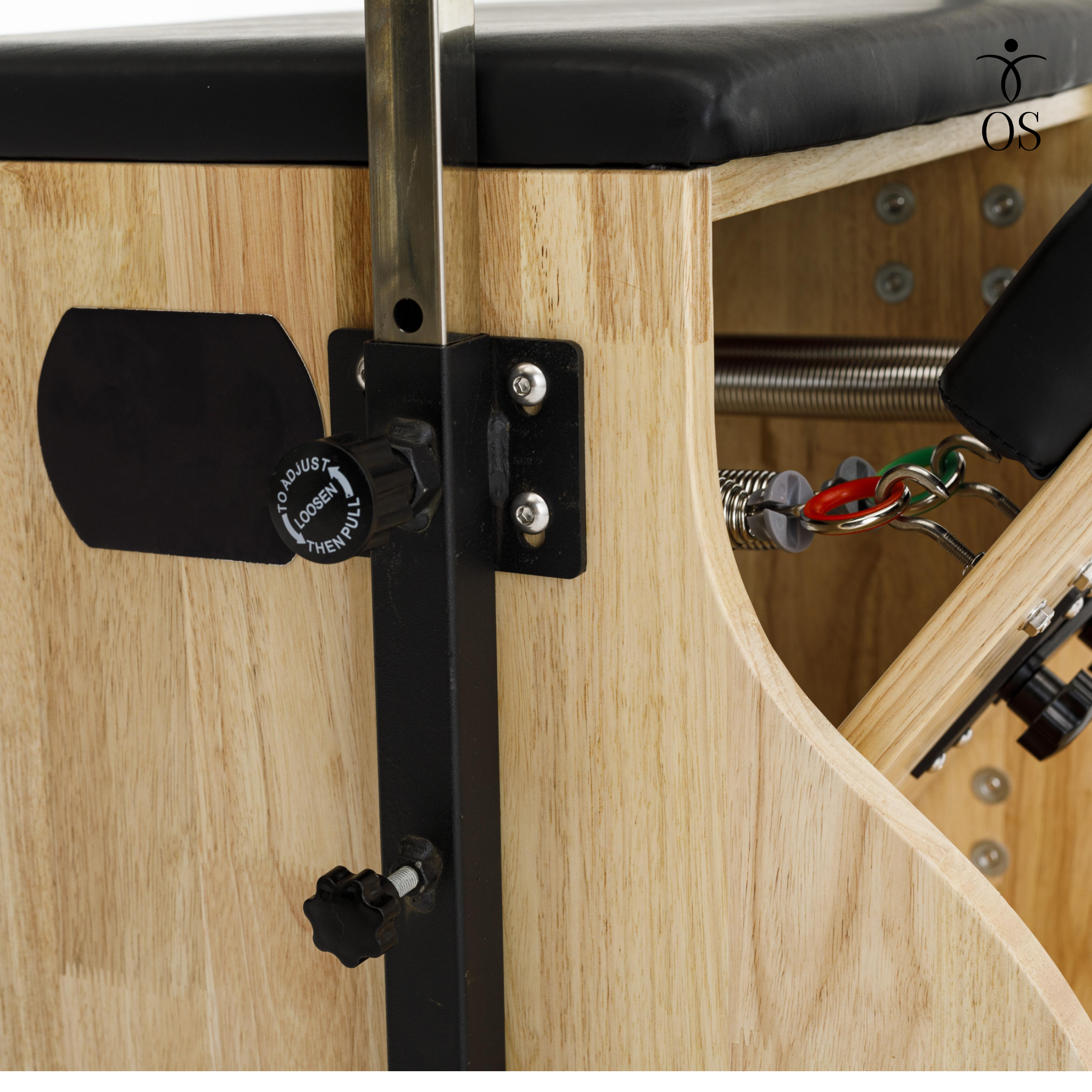 Adjustable and removable side handles on the Oak Timber Chair to assist with balance and suspension exercises.