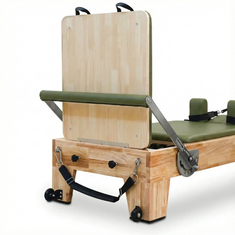 Wooden jump board fitted at the foot end of the oak Oshun Timber Reformer