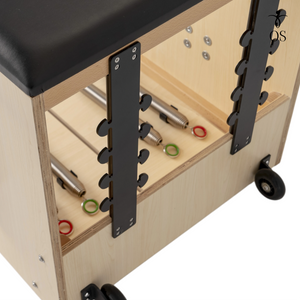 Rear view of the Timber Chair showing the cactus spring system for adjustable resistance levels.